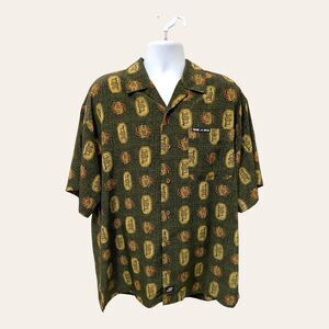 Beverly Hills Polo Club Shirt Mens Large Tropical/Tiki All Over Print